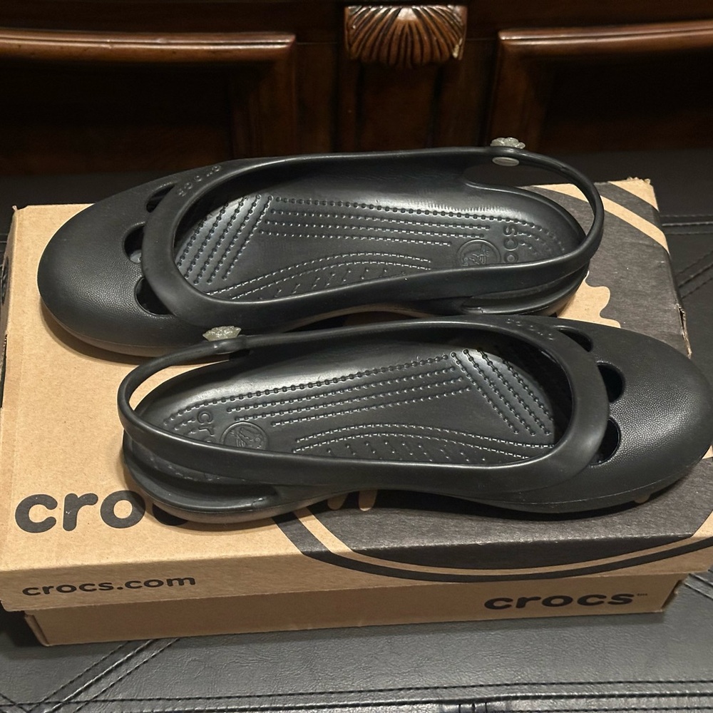 CROCS Black Slingback Flats